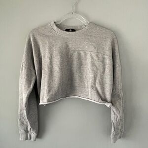 Missguided Light Gray Cropped Crewneck Sweatshirt
